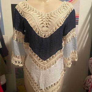 Boho Crochet Trim Tunic Top